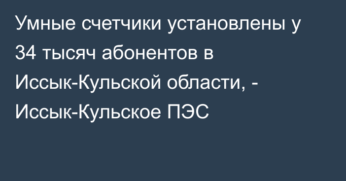 Умные счетчики установлены у 34 тысяч абонентов в Иссык-Кульской области, - Иссык-Кульское ПЭС