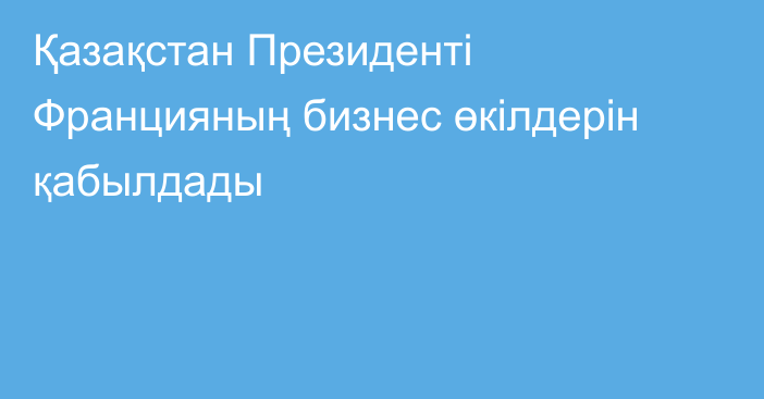 Қазақстан Президенті Францияның бизнес өкілдерін қабылдады