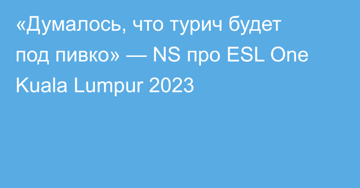 «Думалось, что турич будет под пивко» — NS про ESL One Kuala Lumpur 2023