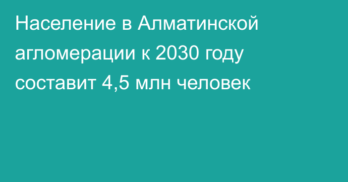 Население в Алматинской агломерации к 2030 году составит 4,5 млн человек