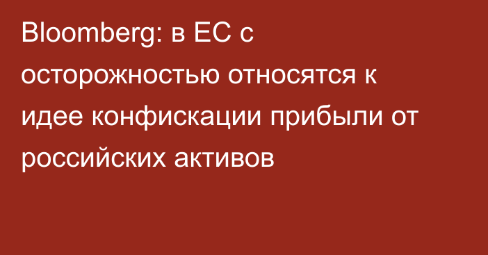 Bloomberg: в ЕС с осторожностью относятся к идее конфискации прибыли от российских активов
