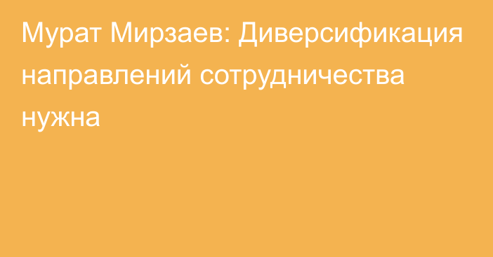 Мурат Мирзаев: Диверсификация направлений сотрудничества нужна