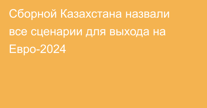 Сборной Казахстана назвали все сценарии для выхода на Евро-2024