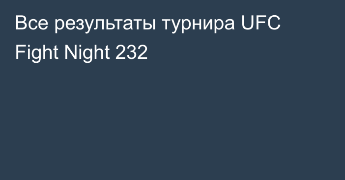 Все результаты турнира UFC Fight Night 232