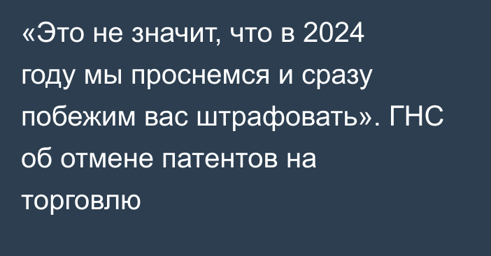 «Это не значит, что в 2024 году мы проснемся и сразу побежим вас штрафовать». ГНС об отмене патентов на торговлю