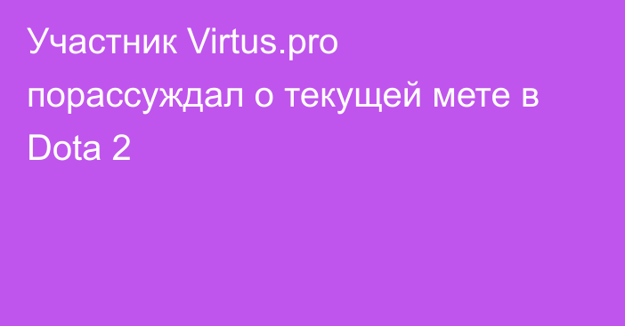 Участник Virtus.pro порассуждал о текущей мете в Dota 2