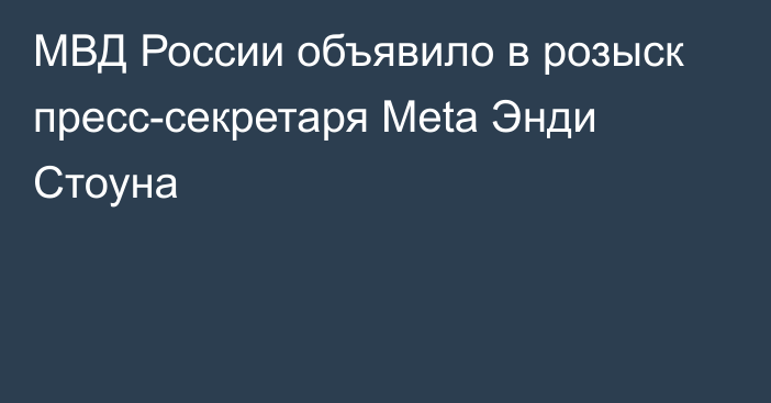 МВД России объявило в розыск пресс-секретаря Meta Энди Стоуна