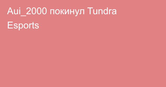 Aui_2000 покинул Tundra Esports