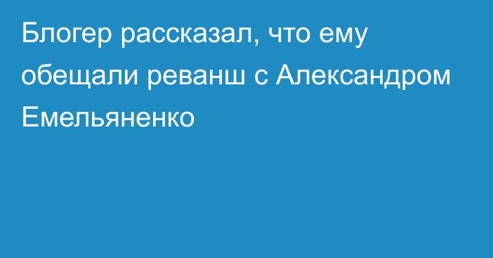 Блогер рассказал, что ему обещали реванш с Александром Емельяненко