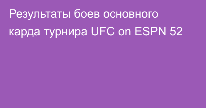 Результаты боев основного карда турнира UFC on ESPN 52