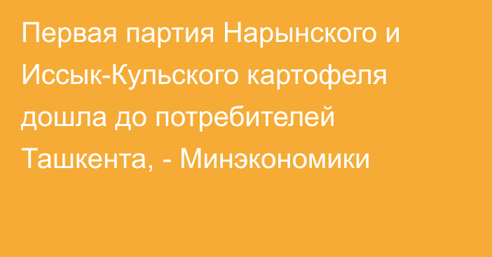 Первая партия Нарынского и Иссык-Кульского картофеля дошла до потребителей Ташкента, - Минэкономики