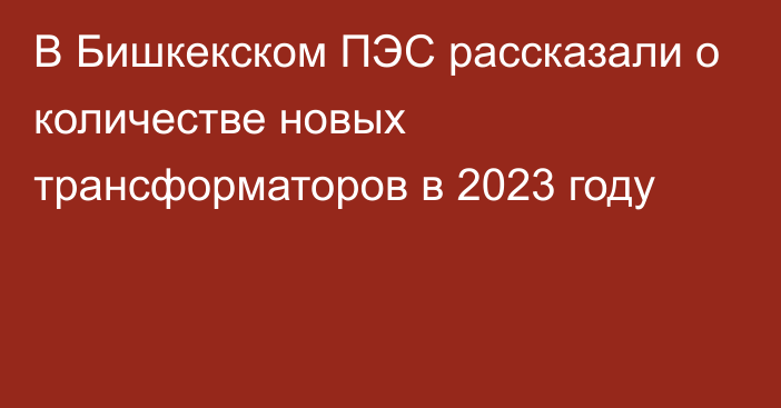 В Бишкекском ПЭС рассказали о количестве новых трансформаторов в 2023 году