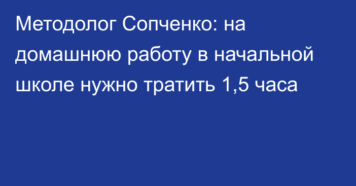 Методолог Сопченко: на домашнюю работу в начальной школе нужно тратить 1,5 часа