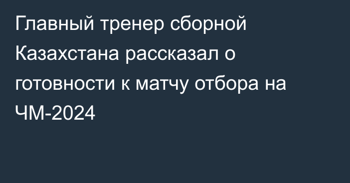 Главный тренер сборной Казахстана рассказал о готовности к матчу отбора на ЧМ-2024
