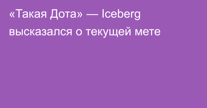 «Такая Дота» — Iceberg высказался о текущей мете