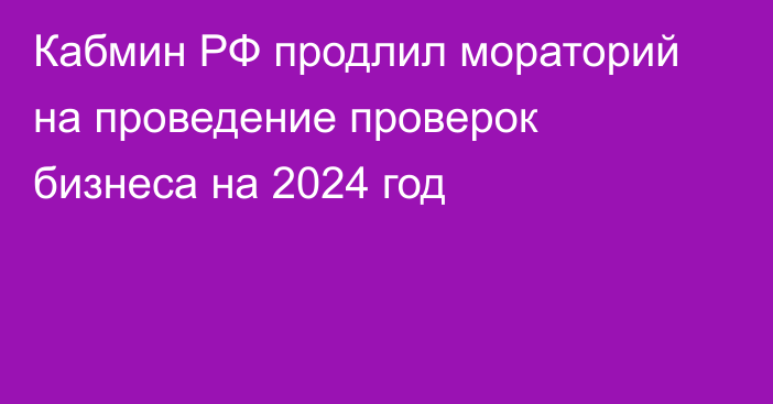 Кабмин РФ продлил мораторий на проведение проверок бизнеса на 2024 год