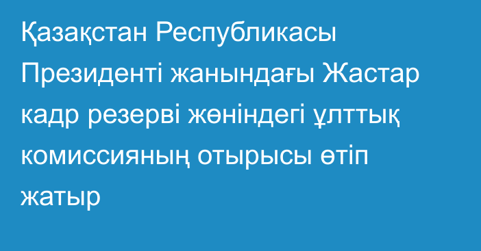 Қазақстан Республикасы Президенті жанындағы Жастар кадр резерві жөніндегі ұлттық комиссияның отырысы өтіп жатыр