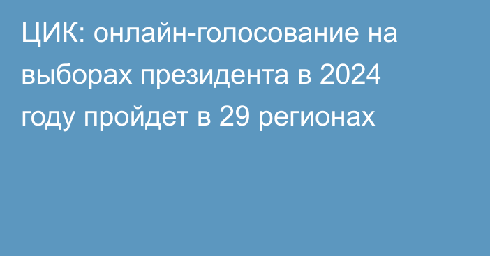 ЦИК: онлайн-голосование на выборах президента в 2024 году пройдет в 29 регионах