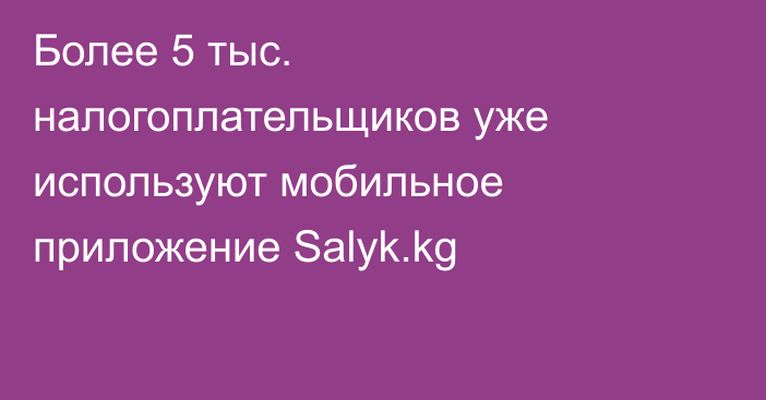 Более 5 тыс. налогоплательщиков уже используют мобильное приложение Salyk.kg