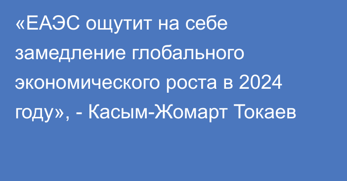 «ЕАЭС ощутит на себе замедление глобального экономического роста в 2024 году», - Касым-Жомарт Токаев