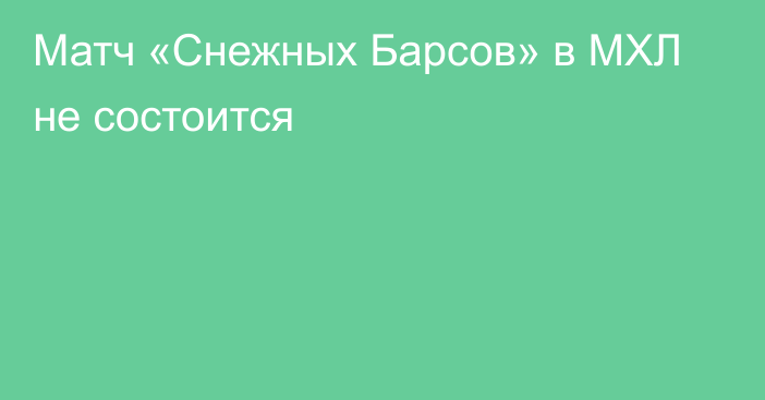 Матч «Снежных Барсов» в МХЛ не состоится