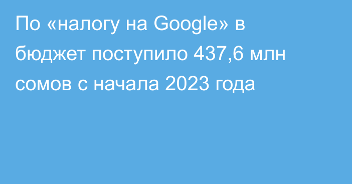 По «налогу на Google» в бюджет поступило 437,6 млн сомов с начала 2023 года