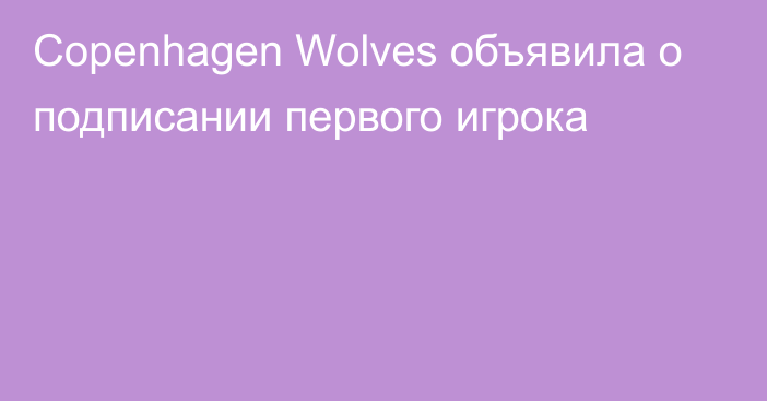 Copenhagen Wolves объявила о подписании первого игрока