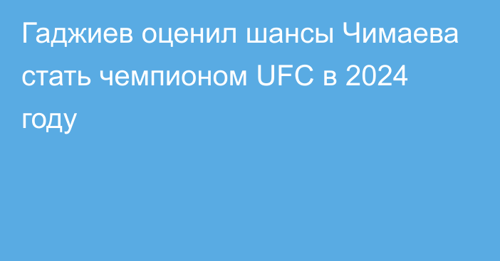 Гаджиев оценил шансы Чимаева стать чемпионом UFC в 2024 году