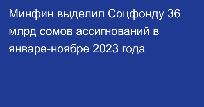 Минфин выделил Соцфонду 36 млрд сомов ассигнований в январе-ноябре 2023 года