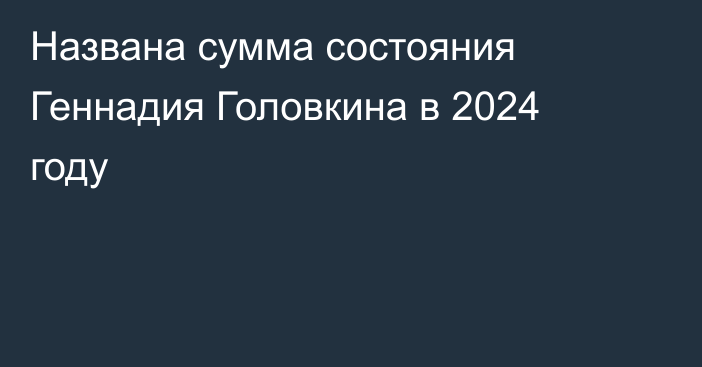 Названа сумма состояния Геннадия Головкина в 2024 году