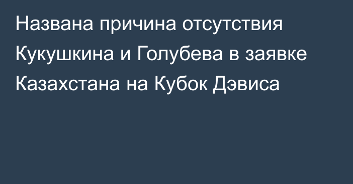 Названа причина отсутствия Кукушкина и Голубева в заявке Казахстана на Кубок Дэвиса