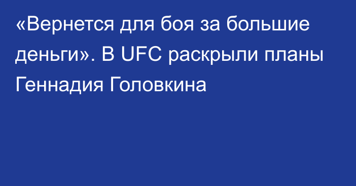 «Вернется для боя за большие деньги». В UFC раскрыли планы Геннадия Головкина