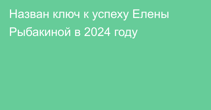 Назван ключ к успеху Елены Рыбакиной в 2024 году