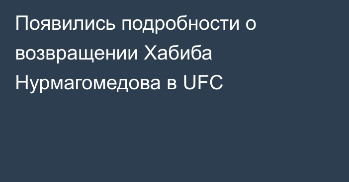 Появились подробности о возвращении Хабиба Нурмагомедова в UFC