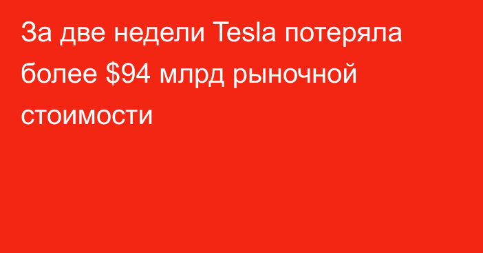 За две недели Tesla потеряла более $94 млрд рыночной стоимости