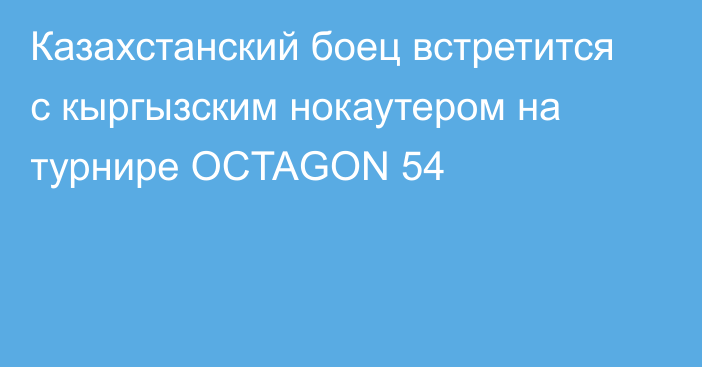 Казахстанский боец встретится с кыргызским нокаутером на турнире OCTAGON 54