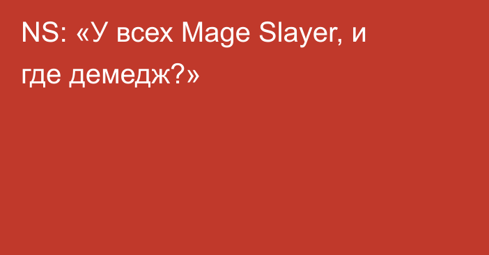 NS: «У всех Mage Slayer, и где демедж?»