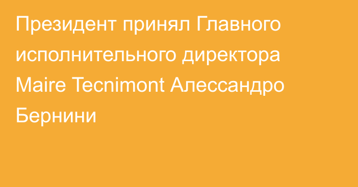 Президент принял Главного исполнительного директора Maire Tecnimont Алессандро Бернини