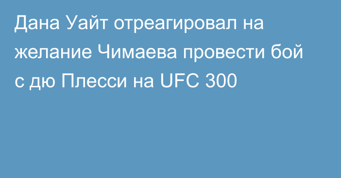 Дана Уайт отреагировал на желание Чимаева провести бой с дю Плесси на UFC 300