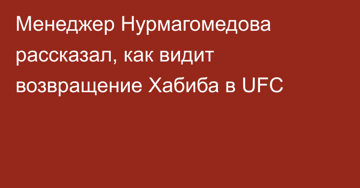 Менеджер Нурмагомедова рассказал, как видит возвращение Хабиба в UFC