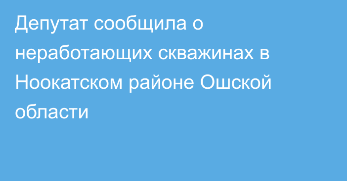 Депутат сообщила о неработающих скважинах в Ноокатском районе Ошской области