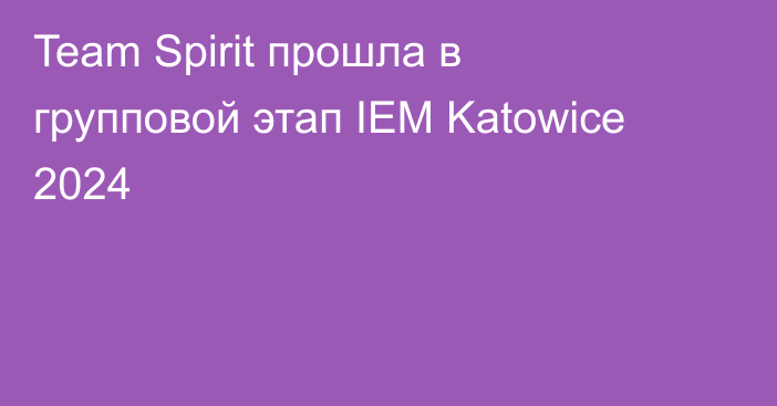Team Spirit прошла в групповой этап IEM Katowice 2024
