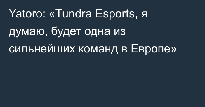 Yatoro: «Tundra Esports, я думаю, будет одна из сильнейших команд в Европе»