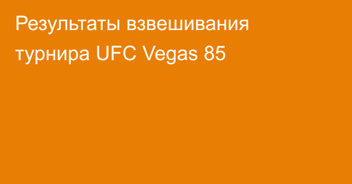 Результаты взвешивания турнира UFC Vegas 85