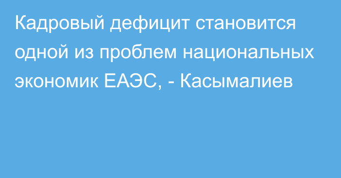 Кадровый дефицит становится одной из проблем национальных экономик ЕАЭС, - Касымалиев
