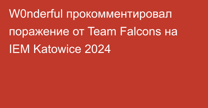 W0nderful прокомментировал поражение от Team Falcons на IEM Katowice 2024