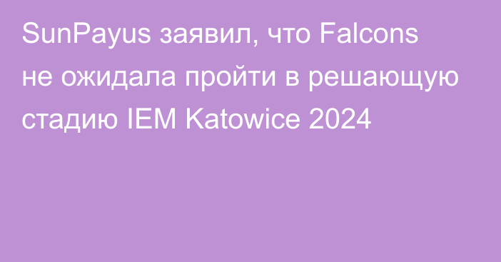 SunPayus заявил, что Falcons не ожидала пройти в решающую стадию IEM Katowice 2024