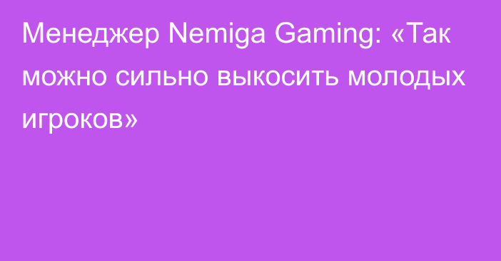 Менеджер Nemiga Gaming: «Так можно сильно выкосить молодых игроков»