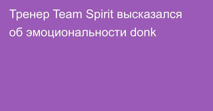 Тренер Team Spirit высказался об эмоциональности donk
