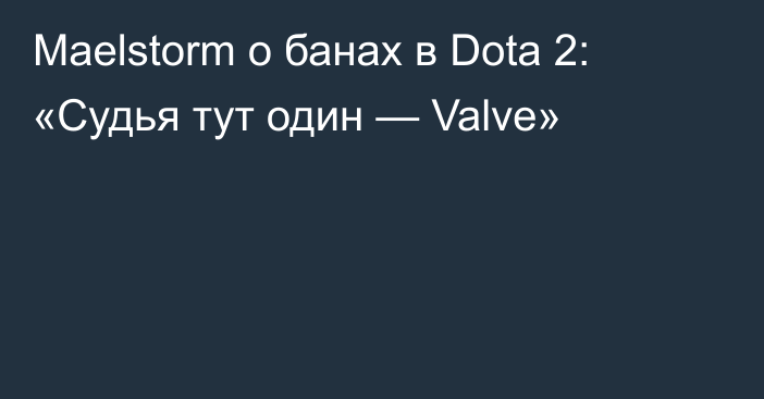 Maelstorm о банах в Dota 2: «Судья тут один — Valve»